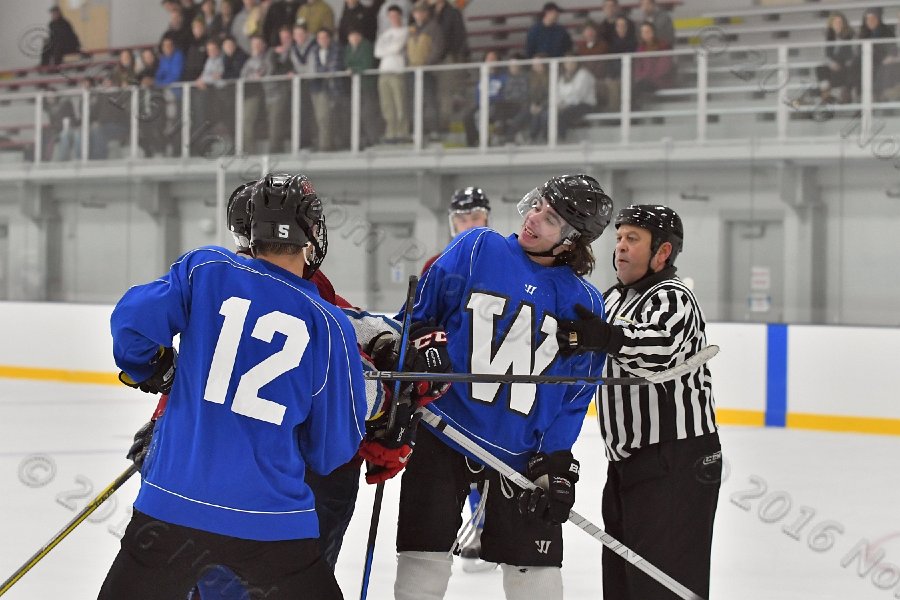 Wheaton College Men\'s Ice Hockey vs Middlesex Community College. - Photo By: KEITH NORDSTROM